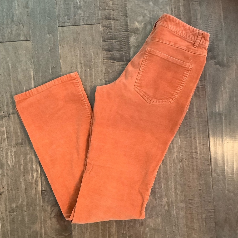 Talbots Women's Straight Leg Cordoroy Jeans in Vibrant Orange, Size 2 Long